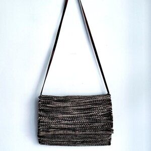 Vintage Wool Knit Large Messanger Bag w Leather Strap